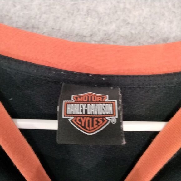 Harley Davidson Mens XL Black Orange Graphic Tshirt Short Sleeve Crew Neck - Picture 6 of 11